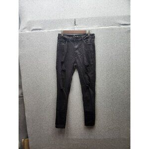 Wax Jeans Womens Distressed Black Skinny Jeans Size 13/31